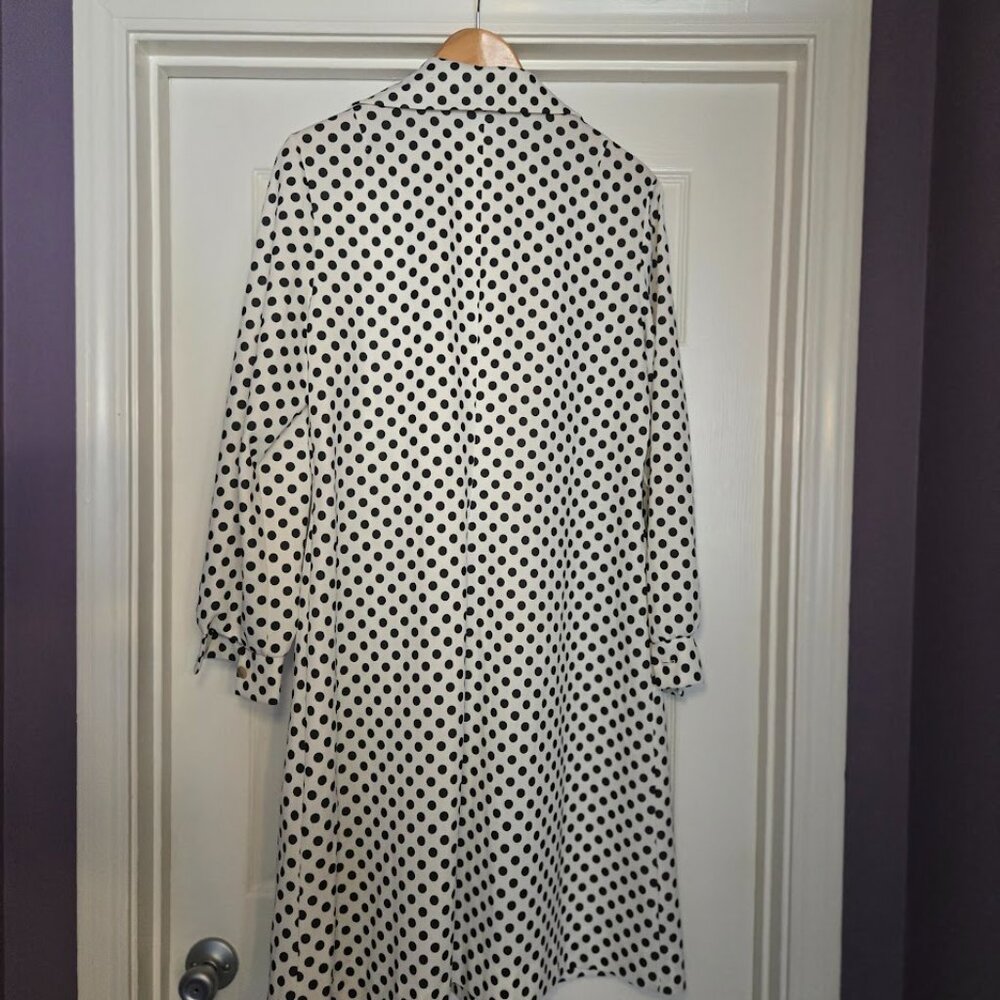 Vintage Hopewell Black & White Polka Dot Dress 70s Mod Long Sleeve A-Line - Picture 6 of 11